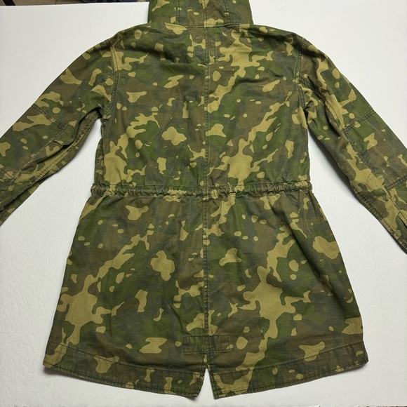 Gap Women’s Long Green Camo Hooded Jacket Drawstring Waist Size: S (No Lining) - Picture 2 of 8